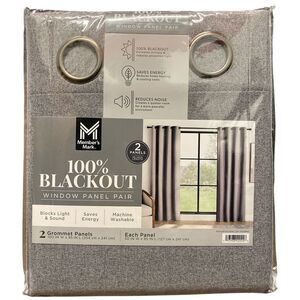 Member's Mark 100% Blackout Window Panel Pair, 50" x 95", Zinc